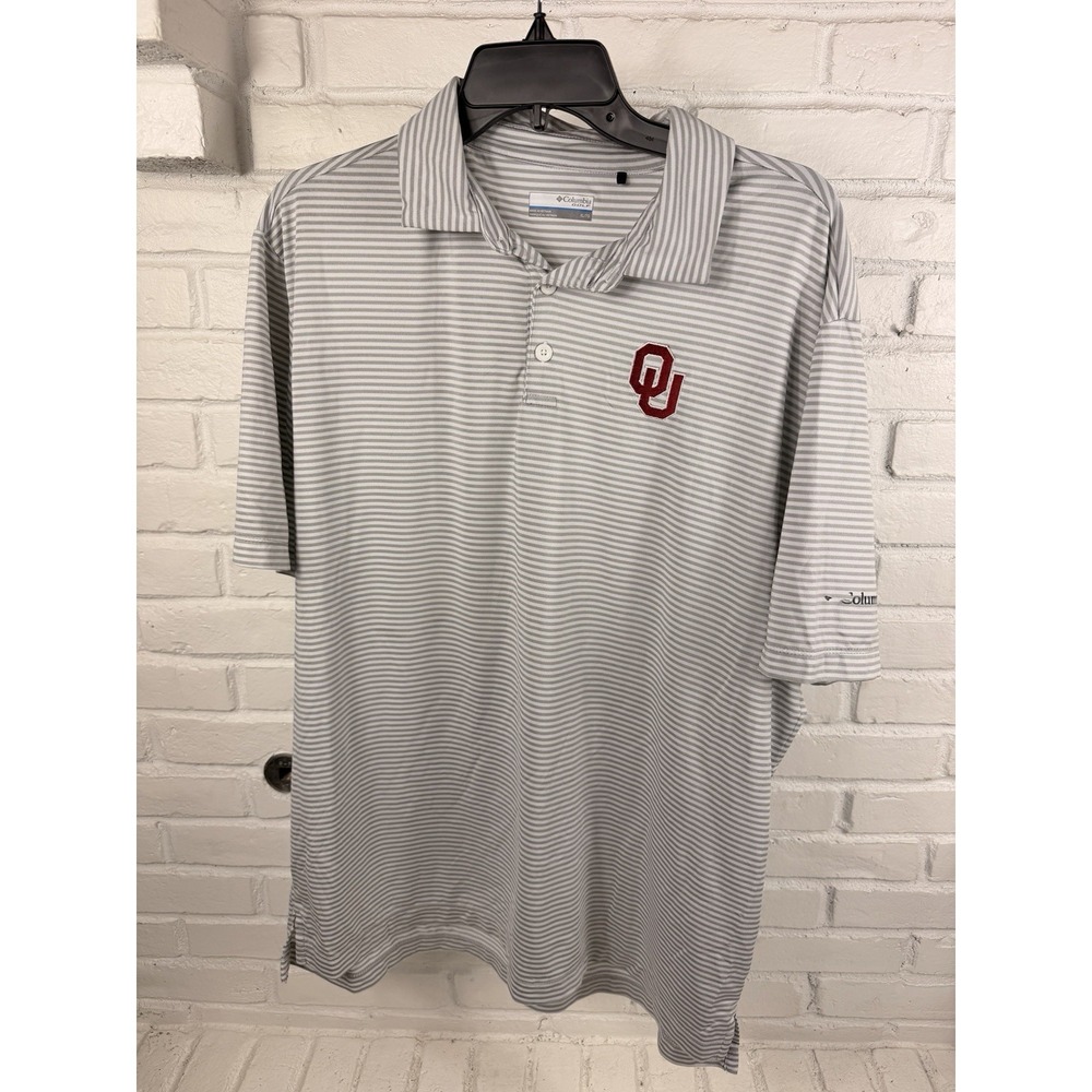 Golf Columbia Oklahoma Sooners OU XL Performance Polo Gray Stripe Stretch